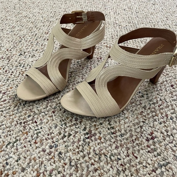 Franco Sarto Size 8.5 Cream Colored Cut Out Sandals/Heels - Picture 1 of 6